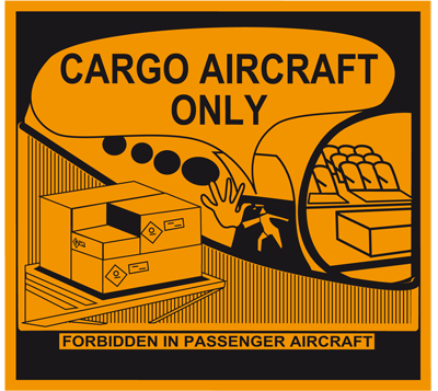 Abfertigungskennzeichen 12 x 11 cm, Cargo Aircraft Only, Haftpapier Rolle